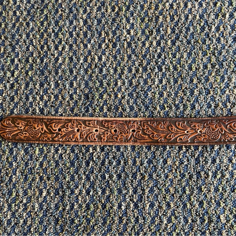 Embossed Genuine Leather Belt 51”Brown Bohemian Western - Picture 8 of 8